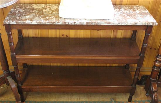 Mahogany marble topped three tier buffet